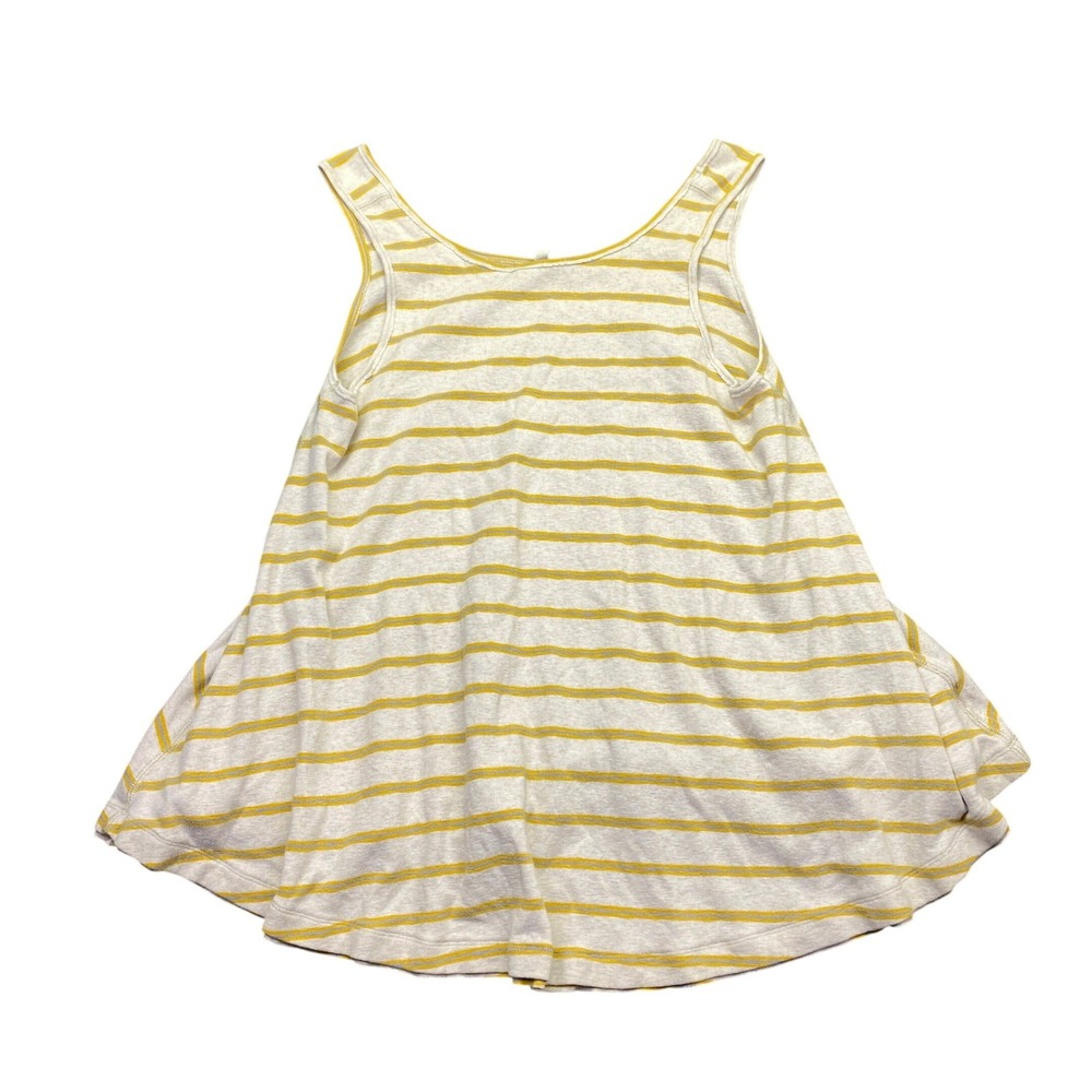 We The Free Free People Garden Striped Swing Tank Top Yellow Cream Blue Sz M